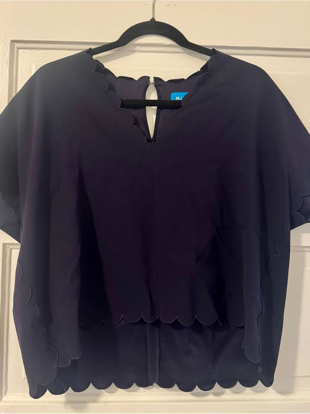 Navy Scalloped Edge Blouse